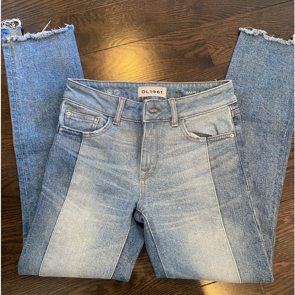 DL1961 Mara Instasculpt Ankle Straight Step-hem Jeans In Combo
